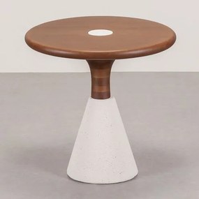 Mesa Lateral Élise Tampo Castanho Base Cimento Areia - 78303 Sun House
