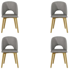 Kit 4 Cadeiras Decorativas Sala de Jantar Madeira Maciça Hadassa Linho Cinza/Freijó G13 - Gran Belo