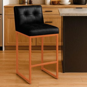Banqueta Cozinha Alta com Encosto Industrial Bronze Lirina PU C05 - D'Rossi - Preto