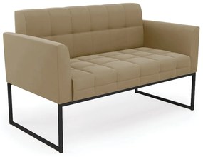 Sofá Namoradeira Elisa Suede Base Metálica Industrial Preto - D'Rossi - Marrom Rato
