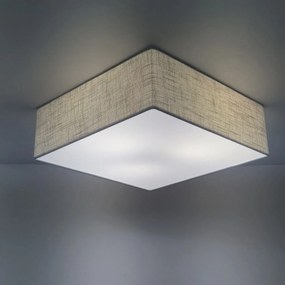 Plafon Quadrado Md-3002 Cúpula em Tecido 50x50x15cm Rústico Cinza - Bivolt