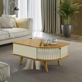 Mesa de Centro Decorativa Marion MDP 2 Portas Deslizantes Cumaru/Opala G97 - Gran Belo