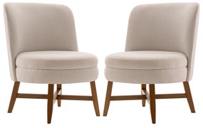 Kit 2 Poltronas Decorativas Amber Linho Bege G66 - Gran Belo