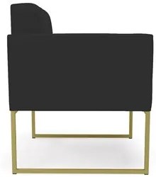 Poltrona Base Industrial Dourado Kit 2 Ana Veludo Preto - Ibiza