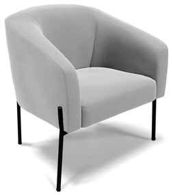 Namoradeira e 2 Poltronas Pé de Ferro Preto Stella Suede D03 - D'Rossi - Cinza
