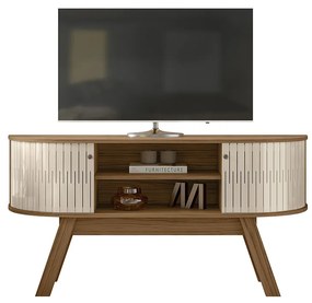Rack TV 55 Pol 136cm Bancada para Sala Rylan M20 - D'Rossi - Naturale e Off White