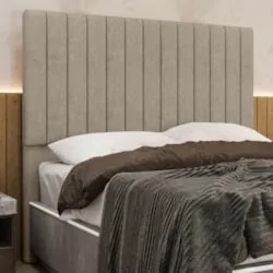 Cabeceira Cama Box Queen 160cm Estofada Plutus Boucle Capuccino Z04 -