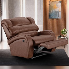 Poltrona do Papai Sala de Cinema Reclinável Kylie Power Elétrica Massagem USB PU Marrom Brilho G23