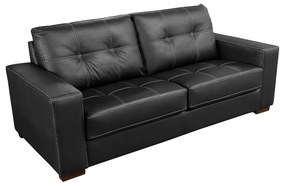 Sofá de Couro 3 Lugares Londres 206cm M06 Cor Preto 450 - ADJ DECOR