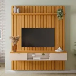 Painel TV 55 Pol You 1.8 com Bancada Illusion Cinamomo/Off - HB Móveis