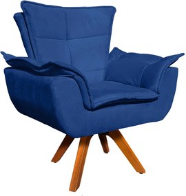 Poltrona Sala de Estar Giratória MM30 Kit 2 Opalla Suede - Azul Royal