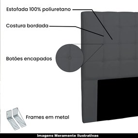 Cabeceira Decorativa Casal 1,40M Tropea Suede Cinza G63 - Gran Belo