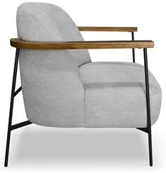Poltrona para Sala Pés Metálicos Ellen S06 Boucle Cinza - Mpozenato