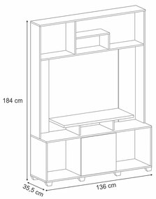 Estante Decorativo MDP/MDF Porta com Dobradiças Laterais Jida TV até 47 Pol Cinamomo/Off White  G26 - Gran Belo