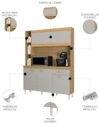 Armário de Cozinha Compacta 140cm Parisi Z46 Damasco/Off White - Mpoze