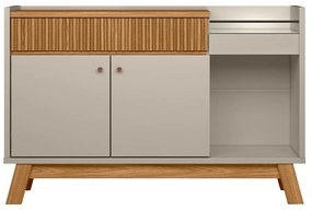 Buffet Aparador Decorativo Modric Detalhe Ripado 133cm Nature/Off White G77 - Gran Belo