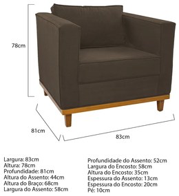 Poltrona Decorativa Europa Suede Marrom ADJ Decor