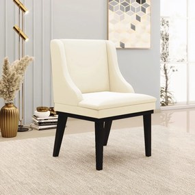 Kit 2 Poltronas Decorativas Base Fixa de Madeira Firenze Veludo Bege/Preto G19 - Gran Belo