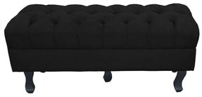 Puff Retro Luis Xv Capitonê 1 Metro Suede Preto - D'Rossi