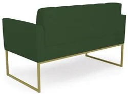 Sofá Namoradeira e 1 Poltrona Base Industrial Dourado Ana Veludo Luxo