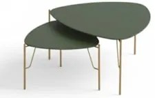 Mesa de Centro Para Sala Pés Metálicos Kit 2 Blen Musgo/Dourado I06 -
