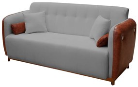Sofá 3 Lugares Liverpool 1,90 m Compose Corino Ocre/Cinza Grafite C/ Botão - Decorar Estofados