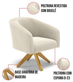 Poltrona Decorativa Giratória MA30 Stella Bouclê D03 - D'Rossi - Bege