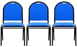 Kit 3 Cadeiras Hoteleiras Auditório Empilhável Sintético Z33 Azul - Mp