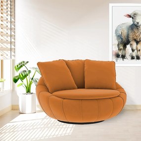 Poltrona Decorativa Redonda Giratória Glória Veludo Terracota - Sheep Estofados - Veludo Terracota
