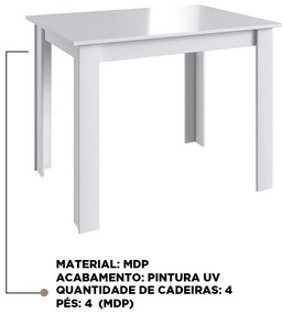 Mesa De Jantar Fixa Multiuso 100x70 Cm Em Mdp - Branco