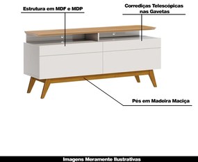 Rack Bancada 2 Gavetas com Nicho 146cm Amy Off White/Nature G29 - Gran Belo