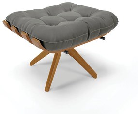 Poltrona com Puff Giratório Costela Suede Grafite Base de Madeira MA30 M11 - D'Rossi