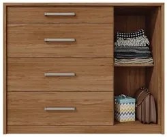 Cômoda 4 Gavetas e 1 Porta Ripada Pallas C01 Buriti/Fendi - Mpozenato