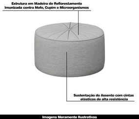 Conjunto Decorativo Sofá 240cm e Poltrona Clarke com Puff Round Linho Cinza G45 - Gran Belo