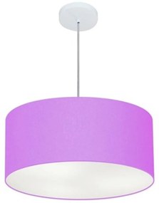 Lustre Pendente Cilíndrico Md-4100 Cúpula em Tecido 50x25cm Lilás - Bivolt