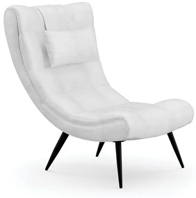 Poltrona Decorativa Sala de Estar Pés Palito Letty PU Branco G19 - Gran Belo