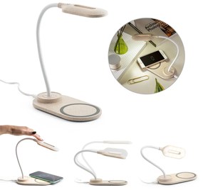 Luminaria de Mesa Led Carregador induçao Celular Touch Articulavel