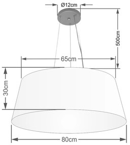 Lustre Pendente Cone Md-4072 Cúpula em Tecido 30/80x65cm Palha - Bivolt