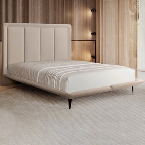 Cama com Cabeceira Pés de Ferro Monza King Linho Bege G92 - Gran Belo