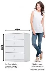 Cômoda Infantil 4 Gavetas Labirinto Branco HP - Henn