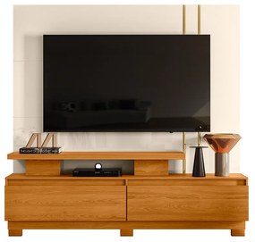 Estante de TV 75 Pol 183cm com Pé Sala Belora M20 - D'Rossi - Cinamomo e Off White