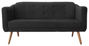 Namoradeira Bruna 1,60 m 3 Lugares Pés Palito Suede Preto