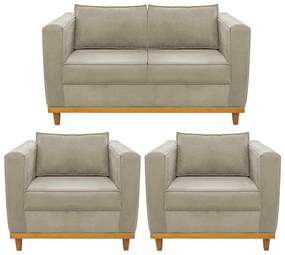Kit Sofá 2 Lugares e 2 Poltronas Europa Corano Bege ADJ Decor