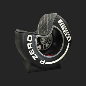 Poltrona Decorativa Pneu Wheel Seat P Zero Preto/Branco G53 - Gran Belo