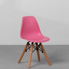 Cadeira Eiffel Infantil Base Madeira - Rosa