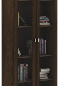 Armário Estante Livreiro Portas Vidro 4 Prateleiras Rústico