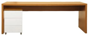 Conjunto Bancada Contemporânea 1,80cm – Louro Freijó + Módulo Contemporâneo 3 Gavetas – Louro Freijó e Branco