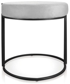 Puff Redondo Base Industrial Preto Love Suede D03 - D'Rossi - Cinza