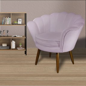 Poltrona Decorativa Pétala Pés Palito Veludo Rosê - Sheep Estofados