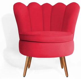Poltrona Decorativa Dália Pés Palito Veludo Vermelho